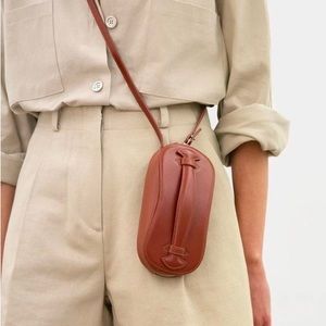 LOW CLASSIC Structure Mini Leather Crossbody Bag In Dark Navy